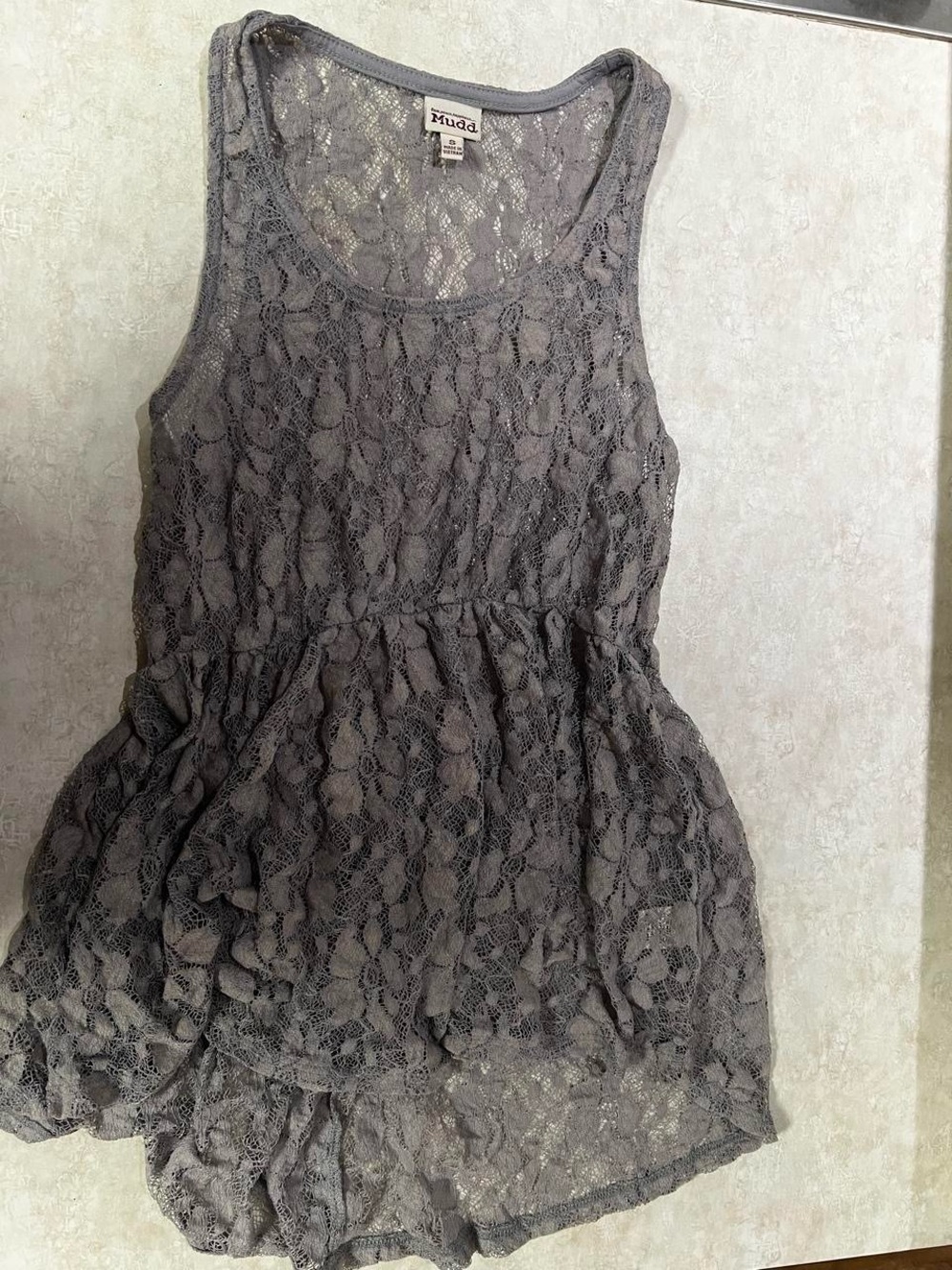 Mudd Gray Lace Peplum Tank Top